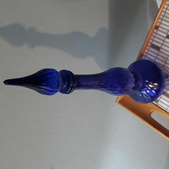 Rossini Empoli Italian Glass Bottle Decanter Genie Blue Vintage With sticker!